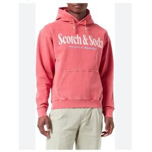 Scotch & Soda Free Spirit of Amsterdam Logo Hoodie Cotton Pink/Red Wash Mens M